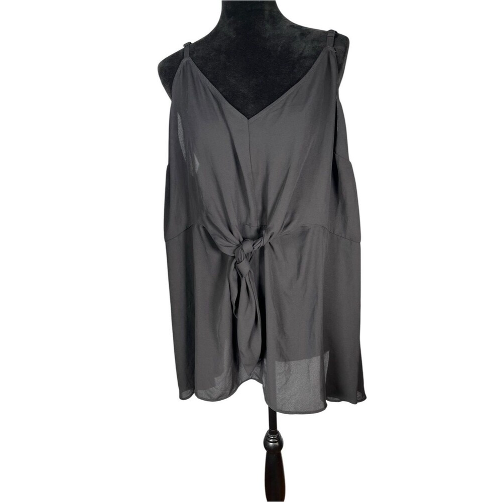 torrid Black Cami Tank Top Tie-Front Spaghetti Strap V-Neck Sleeveless Light 4